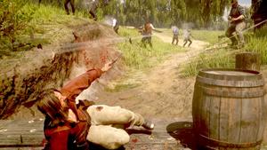 wounded Micah Bell uses his last strength to fight back from the ghosts of the past